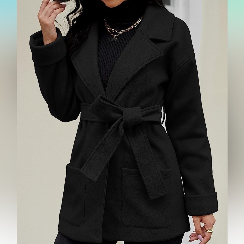 YOESEE Tan Womens Outerwear Pea Coats Long Sleeves Winter Lapel Collar Fall … - Picture 2 of 9